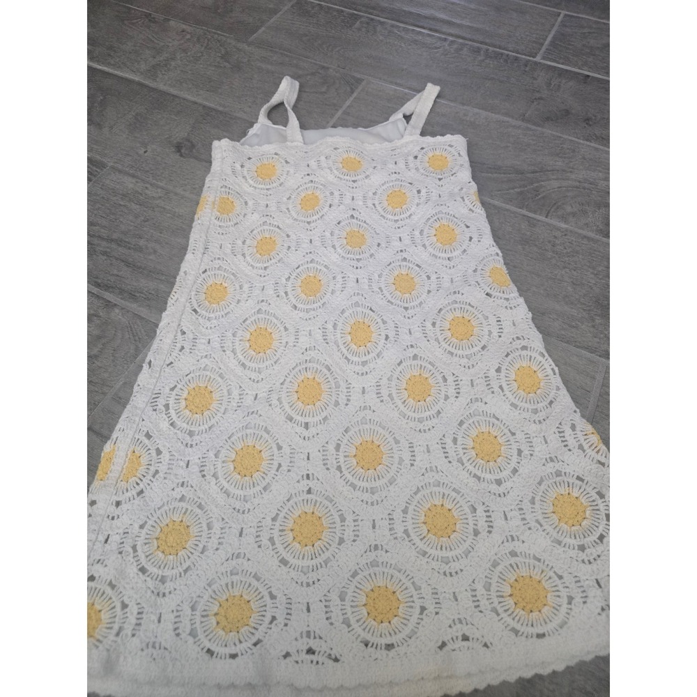 Haute Hippie Kids Style Girls White Yellow Daisy‎ Crochet Knit Dress Size 12 - Picture 4 of 6